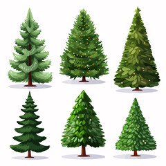 Festive Christmas Tree Collection on Transparent Background