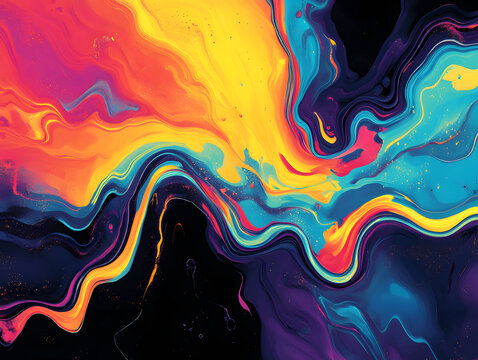 Holographic neon background ,Colorful psychedelic abstract. Pastel color waves for background