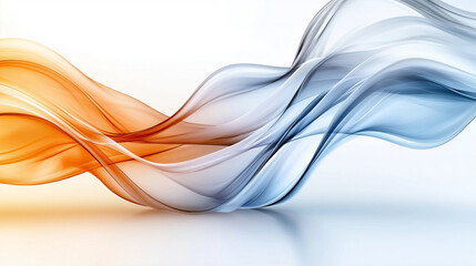 Vibrant abstract composition with flowing waves in orange and blue tones