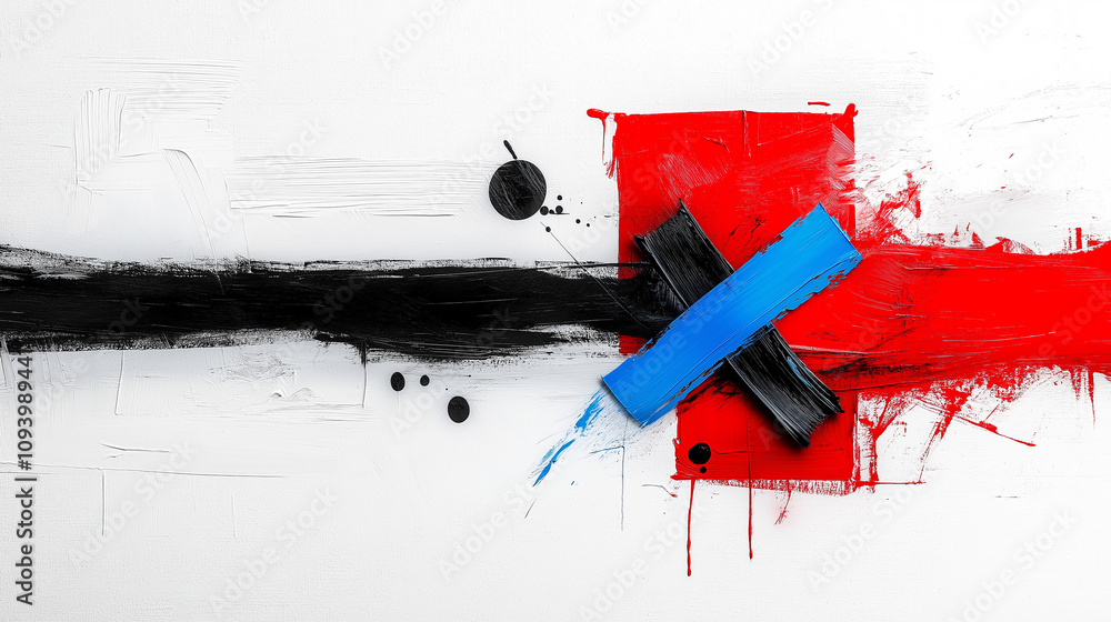 Poster bold abstract painting with striking colors and dynamic strokes