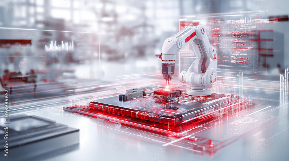 Aufkleber advanced autonomous robot performing task in modern lab environment