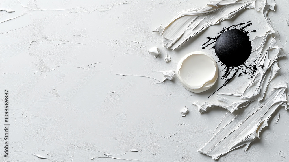 Aufkleber artistic image of black paint on white canvas with texture