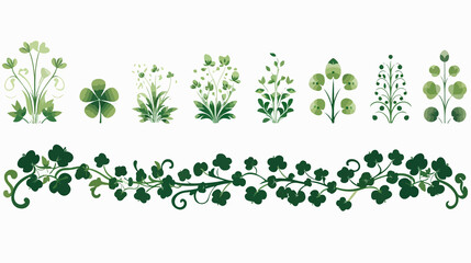 Shamrock Clover Border Set Vector Divider Design