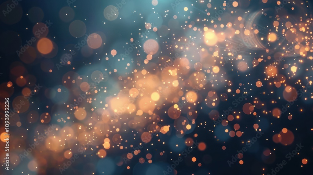 Poster abstract background with animation of flying particles as bokeh light beautiful seamless loop