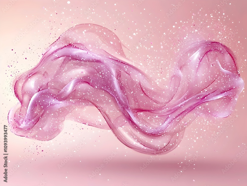 Poster an ethereal abstract swirl of soft pink hues, blending seamlessly with delicate sparkles, creating a