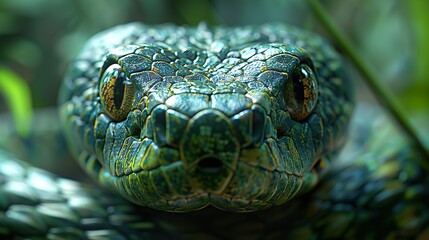 Fototapeta premium Close-Up Portrait of a Green Snake's Eye - Wildlife Photography