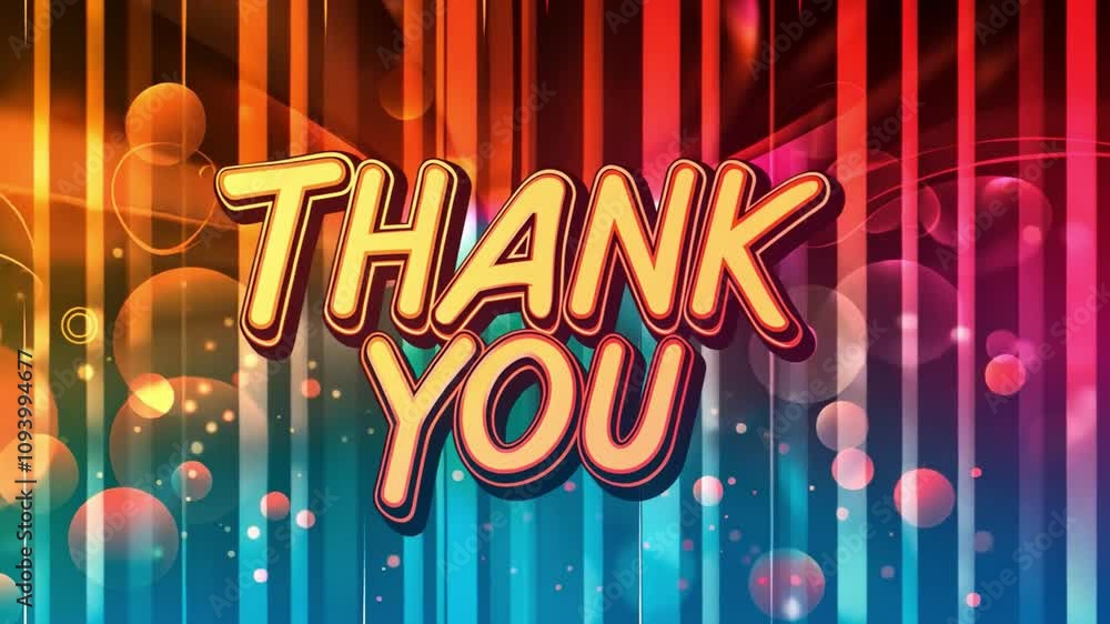 Aufkleber A bright and colorful thank you message stands out against a vibrant, gradient background filled with abstract patterns and bubbles. The design evokes joy and appreciation.