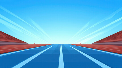Blank Running Track Banner in Stadium Under Bright Sky with Dynamic Perspective for Sports Events and Promotions