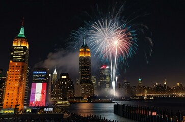 Naklejka premium fireworks at night