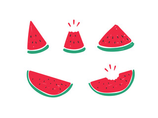 Set of doodle hand drawn watermelon design