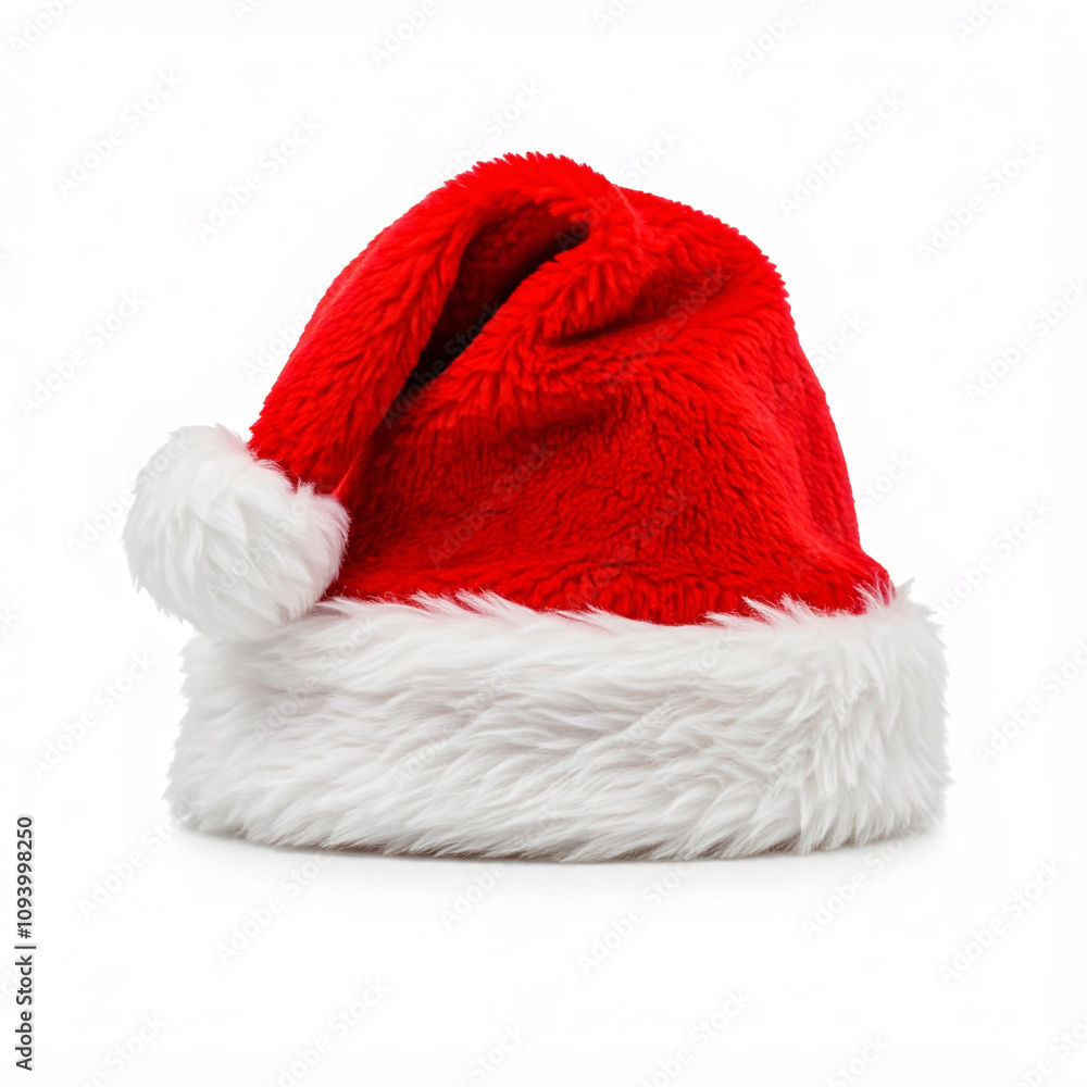 Wall mural A festive red Santa hat with white fur trim, perfect for the holiday season