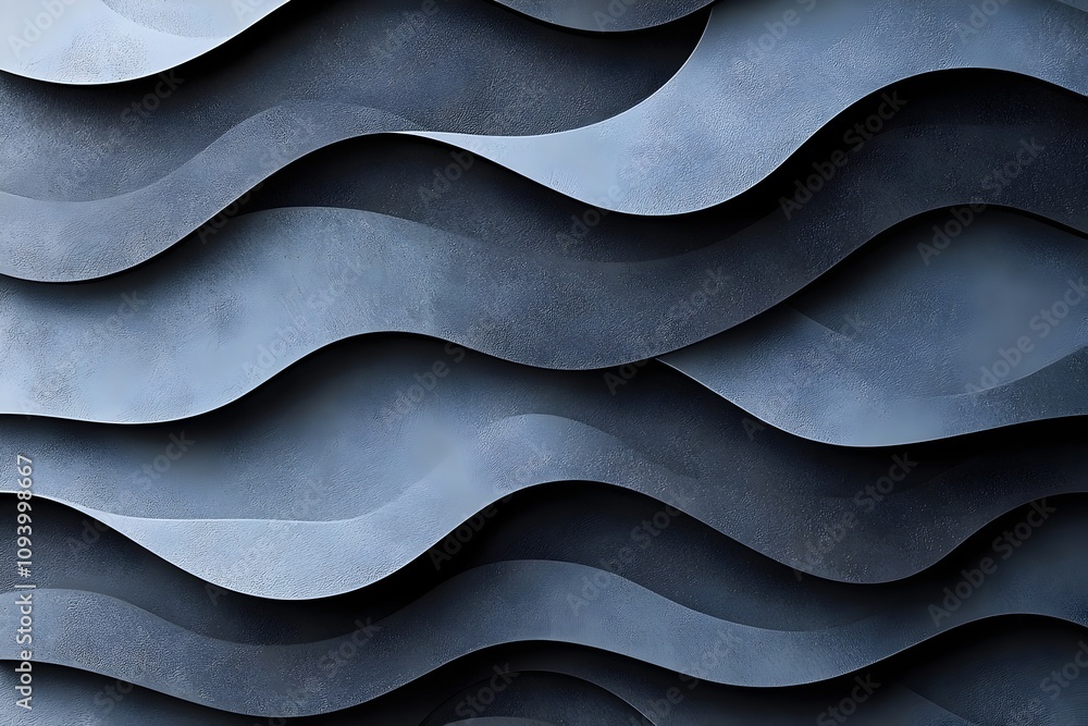 Poster an abstract wave pattern featuring seamless curves in varying shades of blue gray, creating a sense 