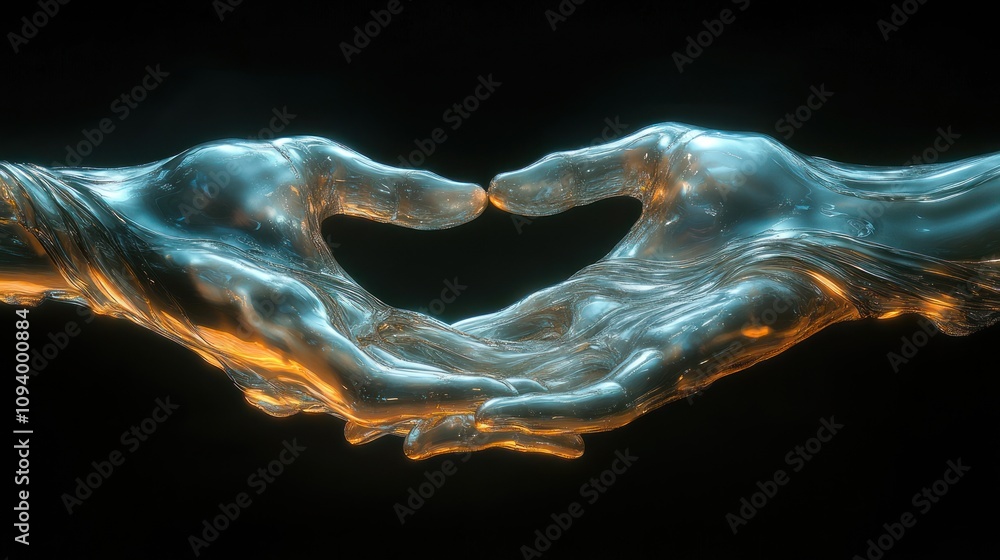 Aufkleber two translucent hands forming a heart shape, symbolizing connection and unity.