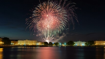 Fototapeta premium fireworks over the river