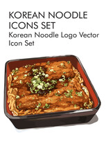 Korean noodle logo vector icon set 