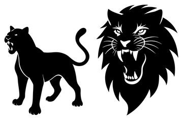 angry lion face icon vector illustration on white background.