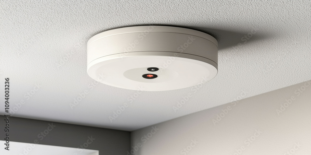 Poster fire alarm detection and response concept. compact modern fire alarm device with dual sensors for sa