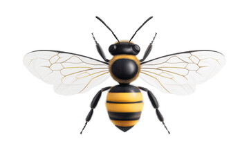 This illustration displays a realistic bee with striking yellow and black stripes. Positioned centrally, it highlights delicate wings and intricate body structure, ideal for educational use