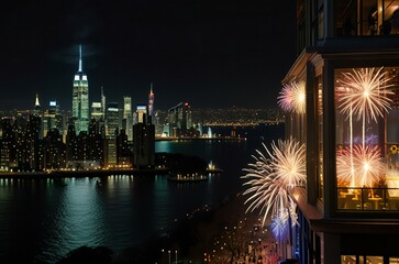 fireworks over the city