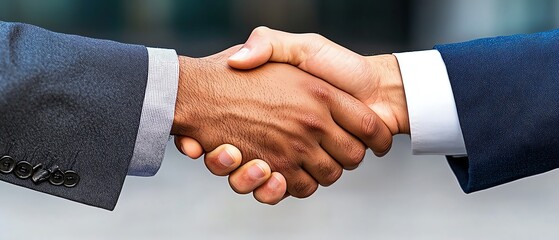 Obraz premium Handshake over business agreement document Representing global Teamwork . Two business professionals engaging in a handshake, symbolizing agreement, partnership in a corporate environment.