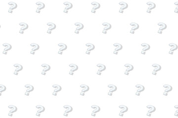 右に傾いた白い紙製の小さなはてなマークが並ぶ模様