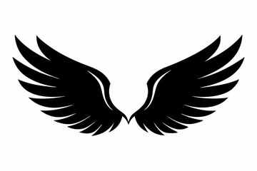 Angel or bird wings silhouette Vector illustration isolated on white background. Hand drawn angel wings silhouette


