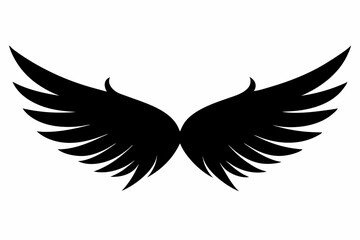 Angel or bird wings silhouette Vector illustration isolated on white background. Hand drawn angel wings silhouette


