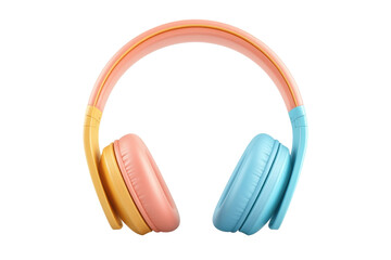 Stylish and vibrant headphones with a playful color palette featuring pink, orange, and blue tones....