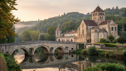 Riverside Bishop's Palace beside Calm Waters during Sunrise