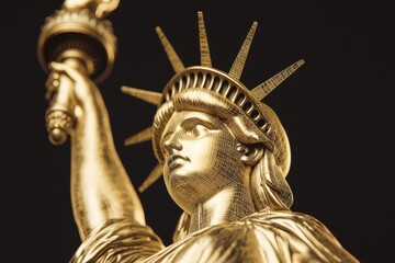 A close-up of the Statue of Liberty with the torch representing safety and comfort, and the cracks representing struggles and hardships.