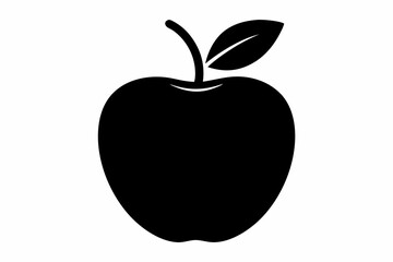 apple line art empty inside black silhouette on white background. Apple silhouette