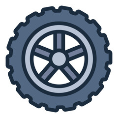 Tire wheel filled line icon for RC cars with detailed tread design