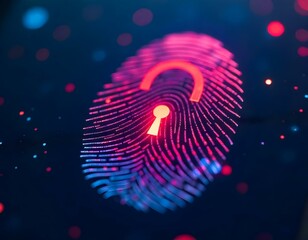 This image has an elegant fingerprint and padlock combination concept. Suitable for security advertisements, data security page banners, etc.	