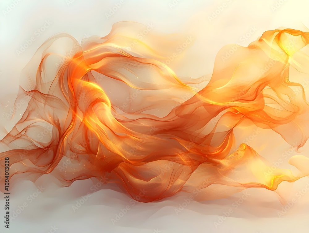 Poster a mesmerizing abstract composition featuring flowing orange and golden wisps that create a sense of 