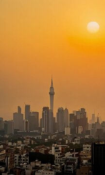 City Skyline Obscured By Thick Smog