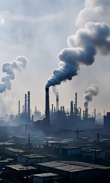Gray Sky Over Smoky Industrial Area