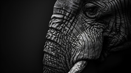 Close-Up of an Elephant's Wrinkled Skin and Eye