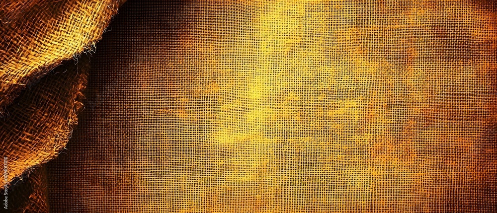Poster textured golden burlap fabric with a warm hue, creating a rustic and inviting atmosphere. ideal for 