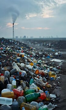 Plastic Litter Spread Across Barren Ground