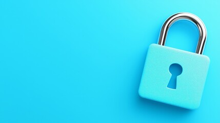 Fototapeta premium privacy data protection sensitive concept. Blue padlock on a vibrant turquoise background, symbolizing security and safety.