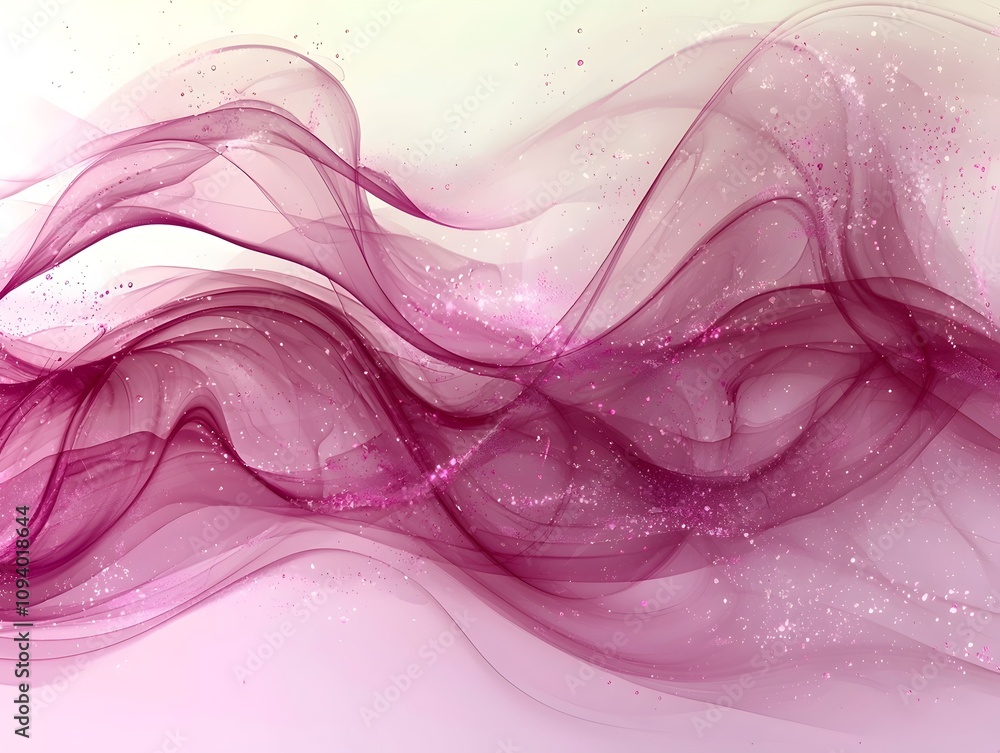 Poster a mesmerizing abstract design featuring flowing waves of pink and purple hues, creating a dreamy and