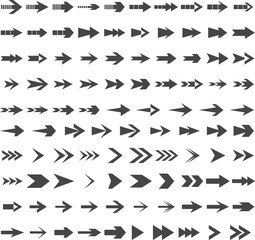 Collection of arrows and direction signs in different styles. Set of different black arrow icons