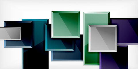 Glass toy style square shapes abstract design. Vector Illustration For Wallpaper, Banner, Background, Card, Book Illustration, landing page