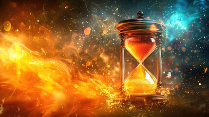 hourglass running out of time, dramatic, realistic, bright