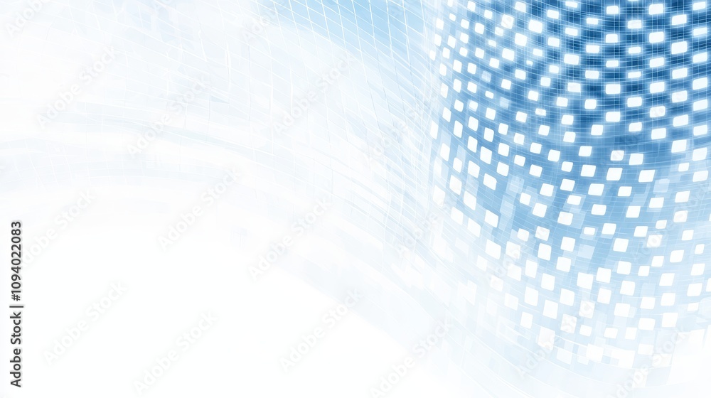Poster dynamic holographic waves with textures in blue and white, creating a futuristic and abstract backgr