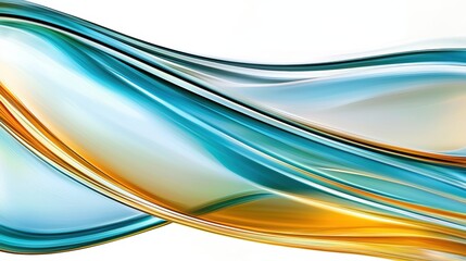 Abstract Fluid Design with Illuminated Teal and Gold Waves Creating a Dynamic and Modern Digital Look for Backgrounds and Textures