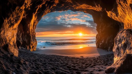 Sunset View from a Cave
