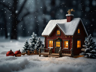 Naklejka premium A serene Christmas background with twinkling lights and festive cheer.