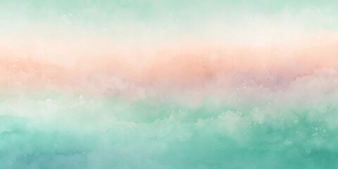 Obraz premium Soft Pastel Watercolor Background A Dreamy Gradient of Peach, Mint, and White