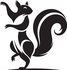 Naklejka premium A squirrel dancing gracefully with its tail like a ribbon silhouette vector